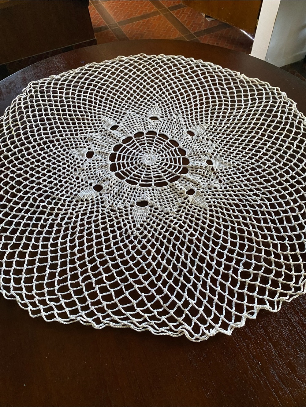 Vintage Crochet Doily Table  topper Centerpiece 33”